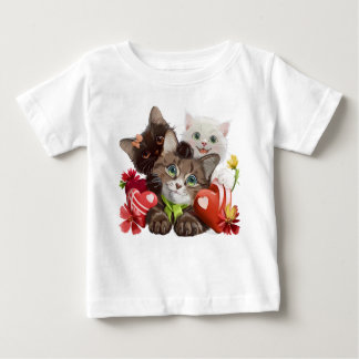 Drei Kätzchen und Herz Baby T-shirt