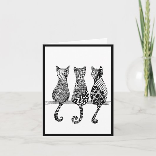 Drei Katzen auf einem Zweig Karte (Vorderseite)