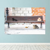 Drei Katzen auf einer Bank Leinwanddruck (Insitu (Holzboden))