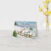 Drei Katzen auf einer Schlitten Winter Scene Weihn Karte (Gelbe Blume)