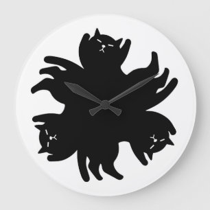 Drei Katzen. Chic. Niedlich. Cool Große Wanduhr