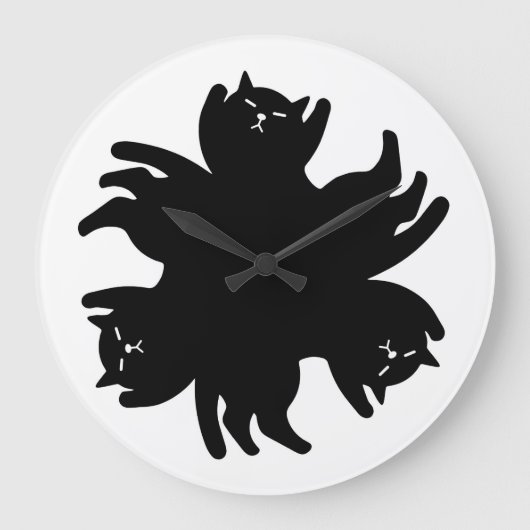 Drei Katzen. Chic. Niedlich. Cool Große Wanduhr (Vorderseite)