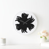 Drei Katzen. Chic. Niedlich. Cool Große Wanduhr (Zuhause)