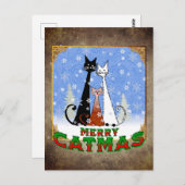 drei Katzen, die dir 'Frohe Katzen' wünschen Postkarte (Vorne/Hinten)