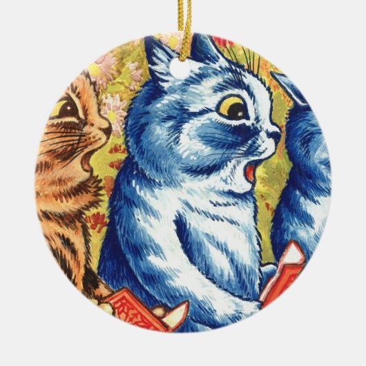 Drei Katzen, die von Louis Wain singen Keramik Ornament (Vorne)