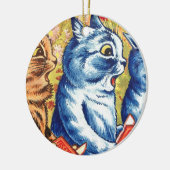 Drei Katzen, die von Louis Wain singen Keramik Ornament (Links)