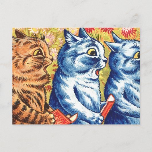 Drei Katzen, die von Louis Wain singen Postkarte (Vorderseite)