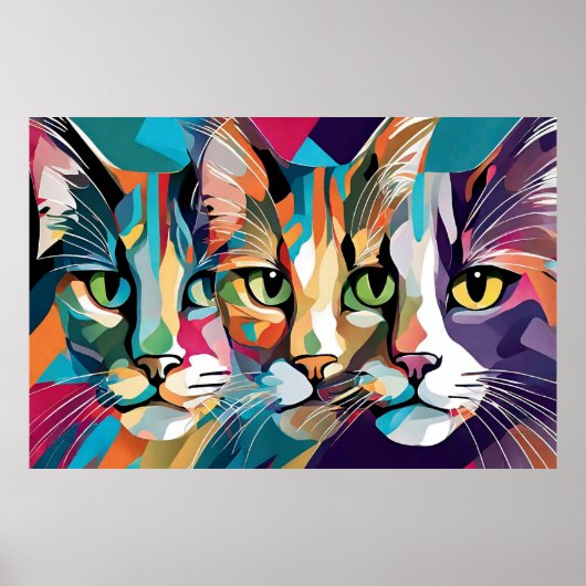 Drei Katzen farbiges Poster (Vorne)