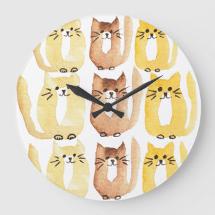 Drei Katzen Große Wanduhr