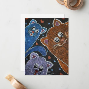 Drei Katzen Illustration Mitteilungskarte