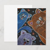 Drei Katzen Illustration Mitteilungskarte (Vorne/Hinten)