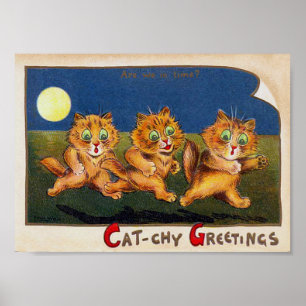 Drei Katzen in Eile, Louis Wain Poster