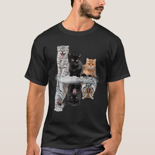 Drei Katzen Kätzchen Reflektion Tiger Puma Leopard T-Shirt (Vorderseite)