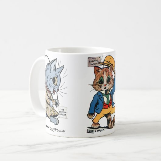 Drei Katzen, Louis Wain Kaffeetasse (Vorderseite Links)