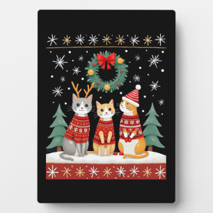Drei Katzen Lustiger Weihnachten Katze Hässlicher  Fotoplatte