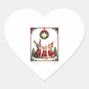 Drei Katzen Lustiger Weihnachten Katze Hässlicher Herz-Aufkleber