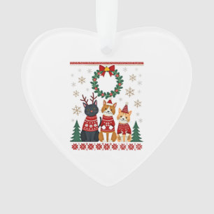 Drei Katzen Lustiger Weihnachten Katze Hässlicher Ornament