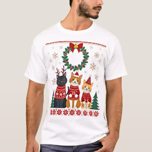 Drei Katzen Lustiger Weihnachten Katze Hässlicher T-Shirt