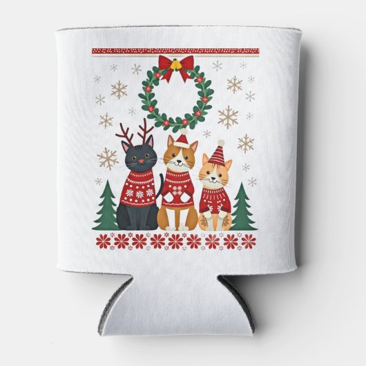 Drei Katzen Lustiger Weihnachtskatze hässlicher Xm Dosenkühler (Vorderseite)