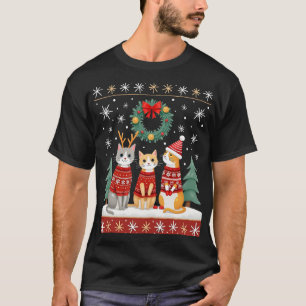 Drei Katzen Lustiger Weihnachtskatze hässlicher Xm T-Shirt