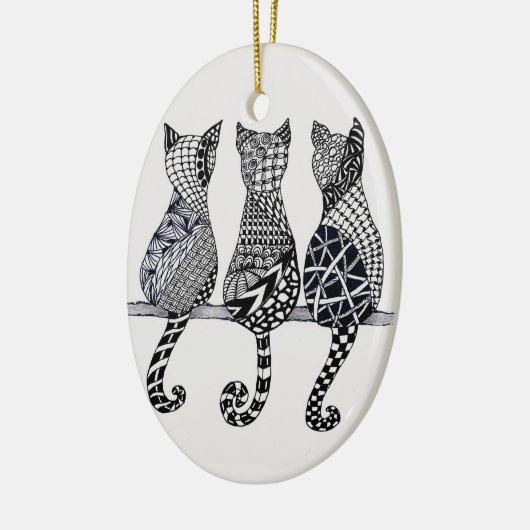 Drei Katzen Meow, fakultative Personalisierung Keramik Ornament (Links)