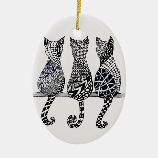 Drei Katzen Meow, fakultative Personalisierung Keramik Ornament (Vorne)