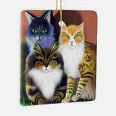 Drei Katzen mit Höflichkeit Keramikornament (Rechts)