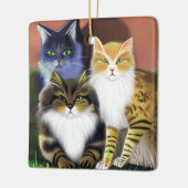 Drei Katzen mit Höflichkeit Keramikornament (Links)