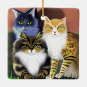 Drei Katzen mit Höflichkeit Keramikornament (Rückseite)