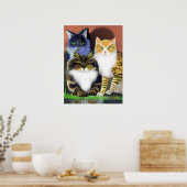 Drei Katzen mit Höflichkeit Poster (Küche)
