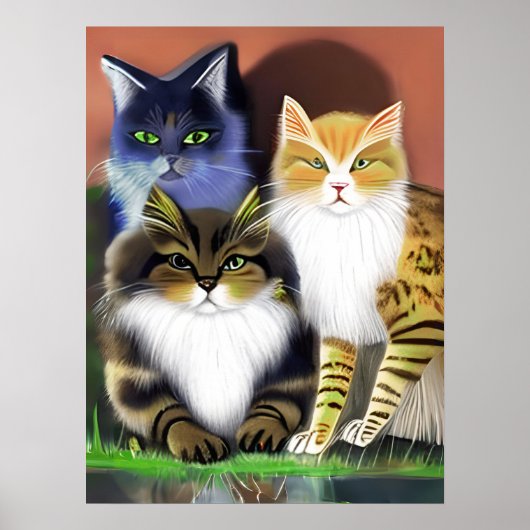 Drei Katzen mit Höflichkeit Poster (Vorne)