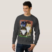 Drei Katzen mit Höflichkeit Sweatshirt (Vorne ganz)