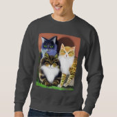 Drei Katzen mit Höflichkeit Sweatshirt (Vorderseite)