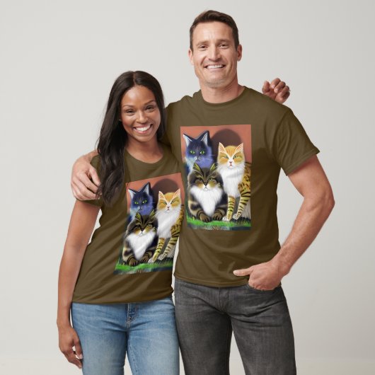 Drei Katzen mit Höflichkeit T-Shirt (Unisex)