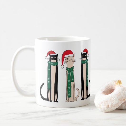Drei Katzen mit Weihnachtshut Kaffeetasse (Mit Donut)
