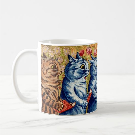Drei Katzen singen. Gouache von Louis Wain, 1925 Kaffeetasse (Links)