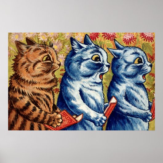 Drei Katzen singen. Gouache von Louis Wain, 1925 Poster (Vorne)