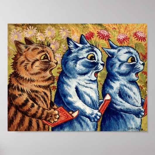 Drei Katzen singen von Louis Wain Poster (Vorne)