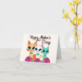 Drei Katzen "Tag der glücklichen Mütter" Karte (Gelbe Blume)