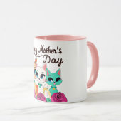 Drei Katzen "Tag der glücklichen Mütter" Tasse (VorderseiteRechts)