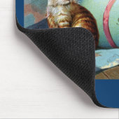 Drei Katzen u. großes blaues Osterei Mousepad (Ecke)