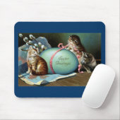 Drei Katzen u. großes blaues Osterei Mousepad (Mit Mouse)
