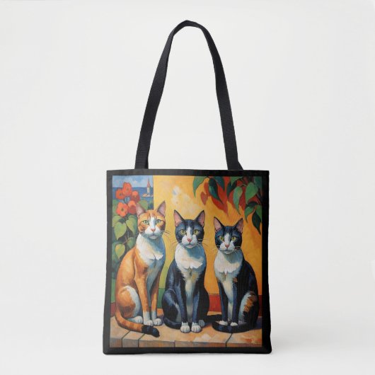 Drei Katzen und Blume Tasche (Vorderseite)