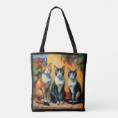 Drei Katzen und Blume Tasche (Rückseite)