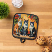 Drei Katzen und Blume Topflappen (Oben Unten)