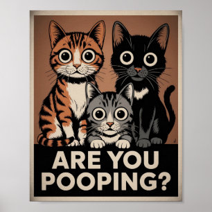 Drei Katzen und eine Frage Kacke du? Funny Cat Poster