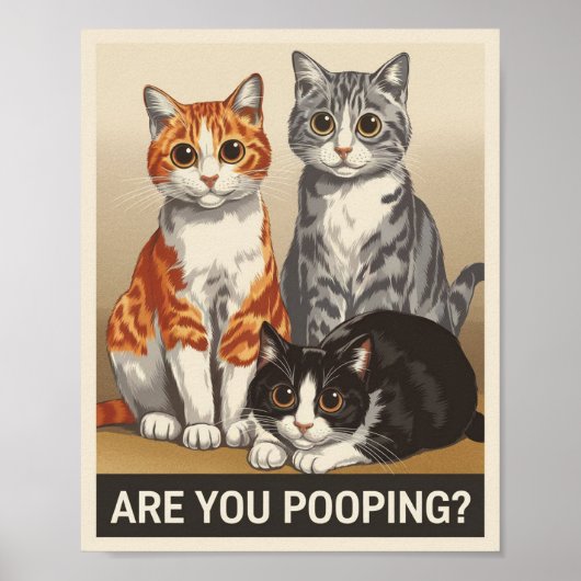 Drei Katzen und eine Frage Kacke du? Funny Cat Poster (Vorne)