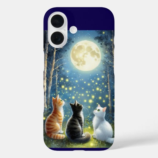 Drei Katzen unter Vollmond Case-Mate iPhone Hülle (Rückseite)