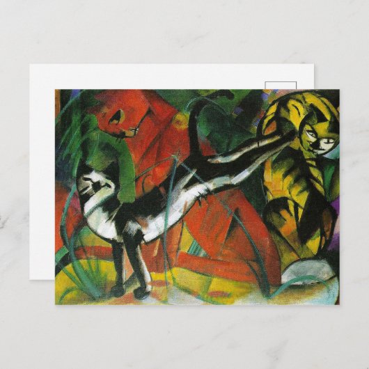 Drei Katzen von Franz Marc Postkarte (Vorne/Hinten)