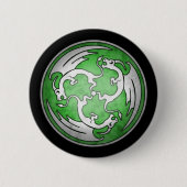 Drei keltischer Drache-Knopf - Grün Button (Vorderseite)